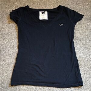 Gilly Hicks Black V-Neck Short Sleeve Tee